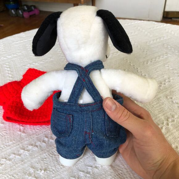 VTG 1968 Snoopy Plush Set of 2 United Feature  Overalls Shirt Sneakers 10" 12" - Picture 5 of 16